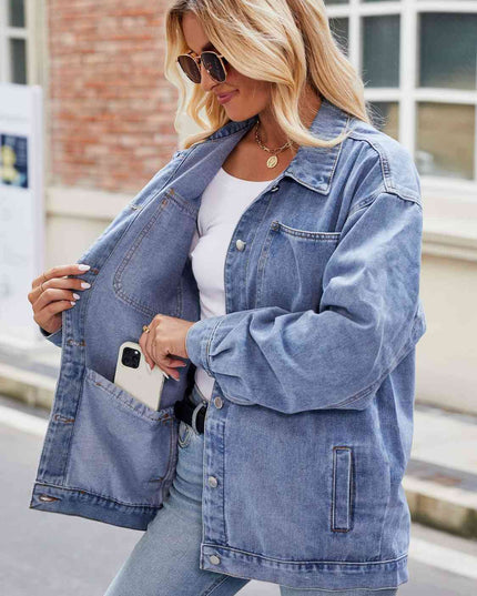 Button Up Denim Jacket with Pockets